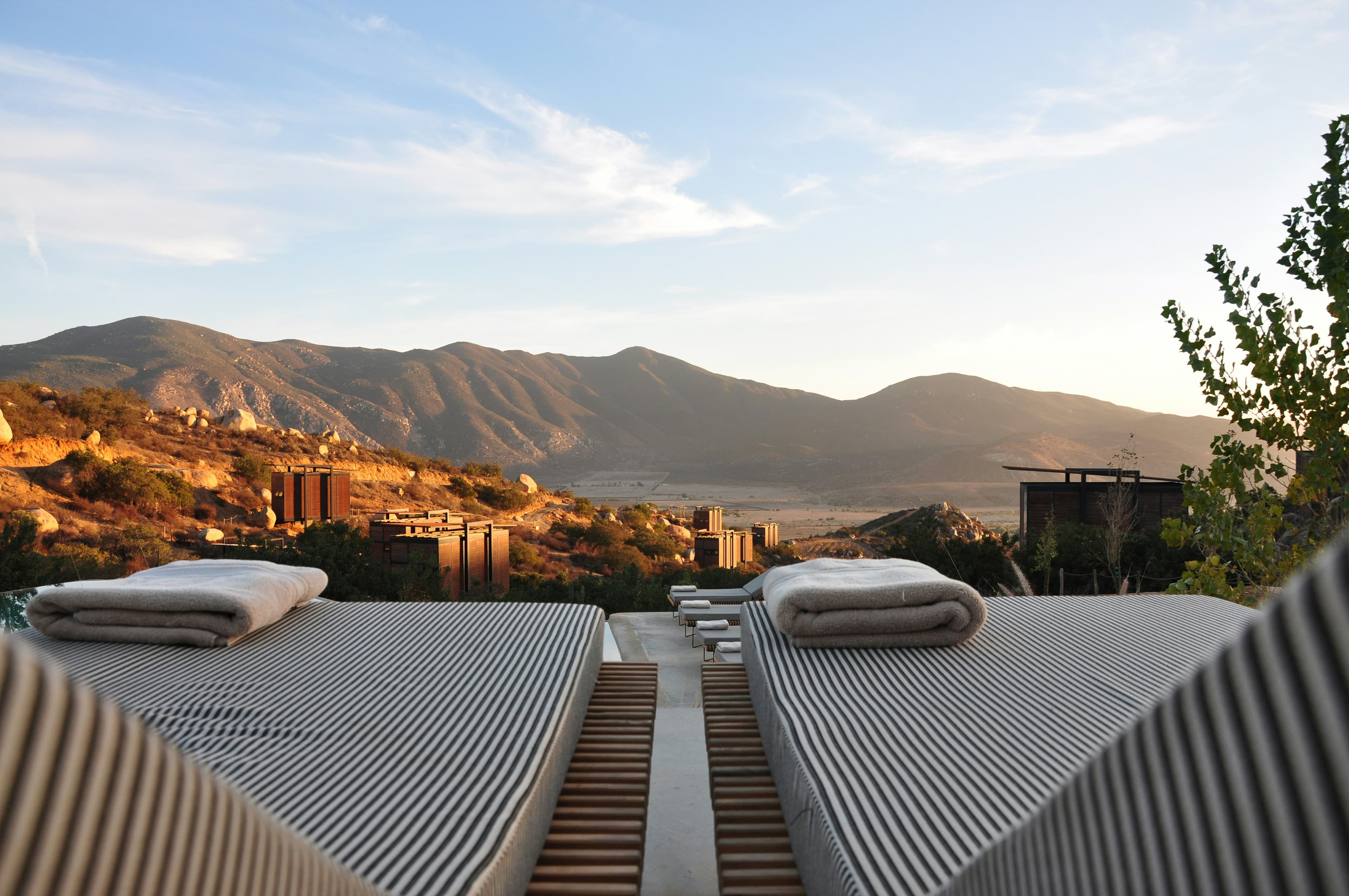 the canyon as seen from the resort between two chairs